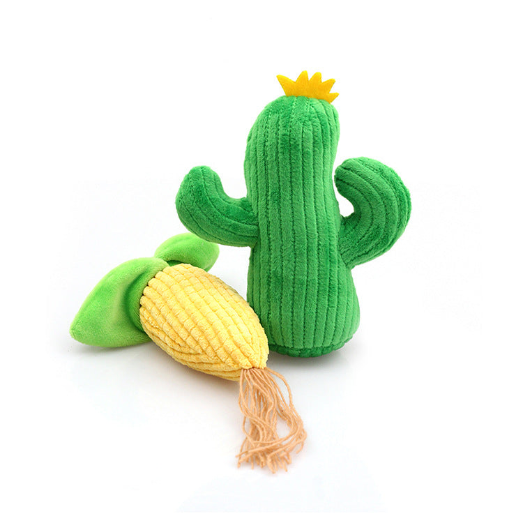Cactus and Corn Plush Squeaker Dog Toy