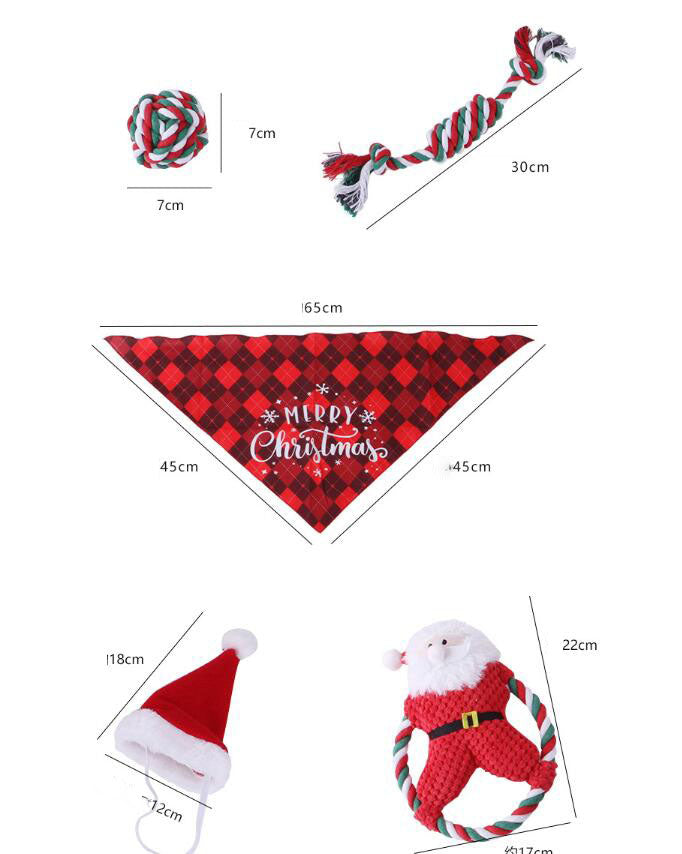 Christmas Dog Set, Toys, Hat, Bandana