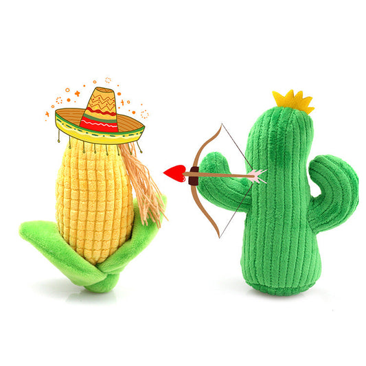 Cactus and Corn Plush Squeaker Dog Toy